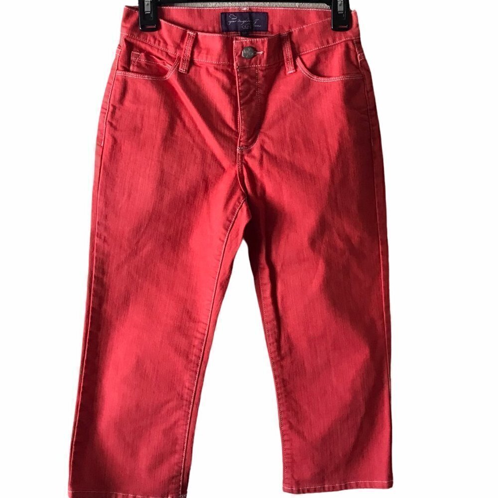 NYDJ Red Straight Crop  Backstitch Jeans